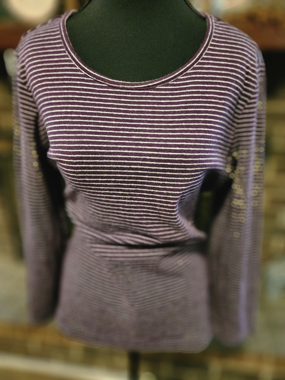 Croft And Barrow Striped Purple And White Long Sleeve